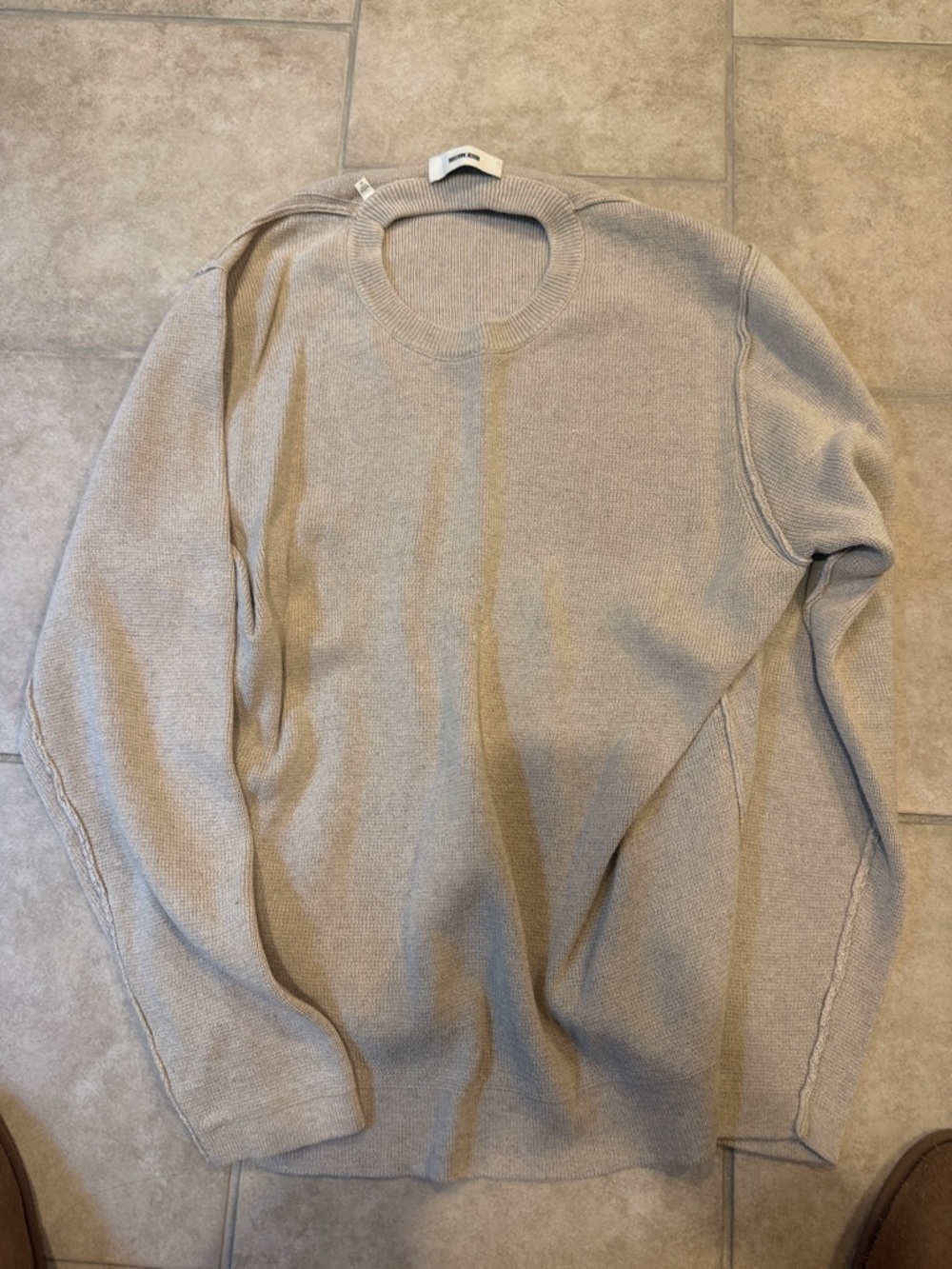 Buck Mason Men's Crewneck Sweater in Light Taupe